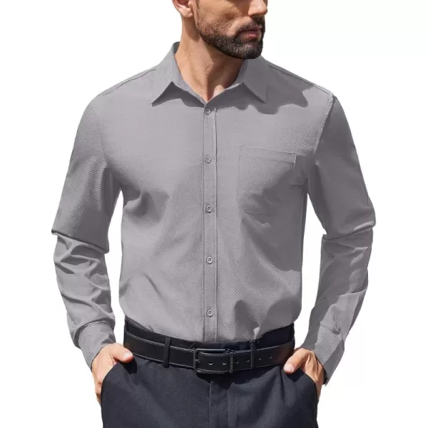 COOFANDY Mens Dress Shirts Long Sleeve Wrinkle Free Shirt Textured Business Casual Button Down Shirt