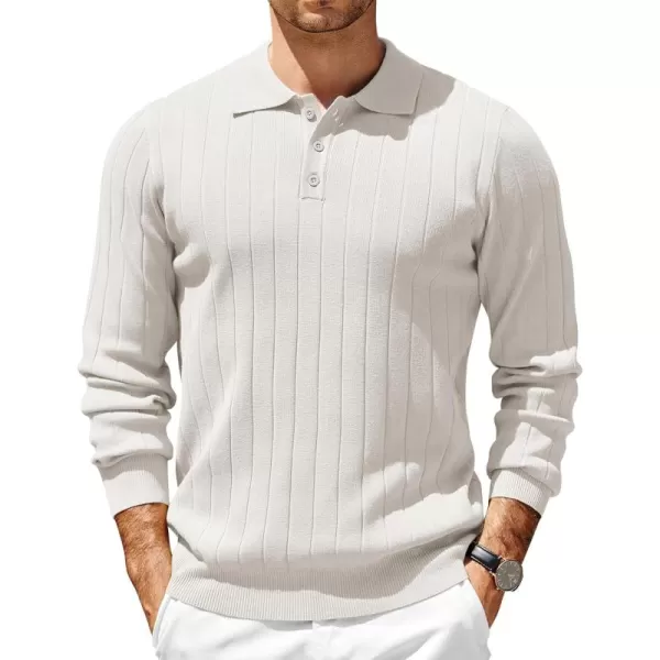 COOFANDY Mens Knit Polo Sweater Long Sleeve Polos Lightweight Casual Dress Pullover Sweaters