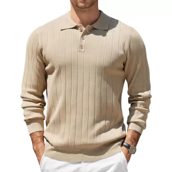 COOFANDY Mens Knit Polo Sweater Long Sleeve Polos Lightweight Casual Dress Pullover Sweaters