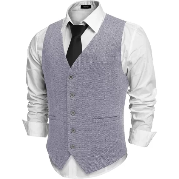 COOFANDY Men's Suit Vests Slim Fit Herringbone Waistcoat Casual Business Dress Vest