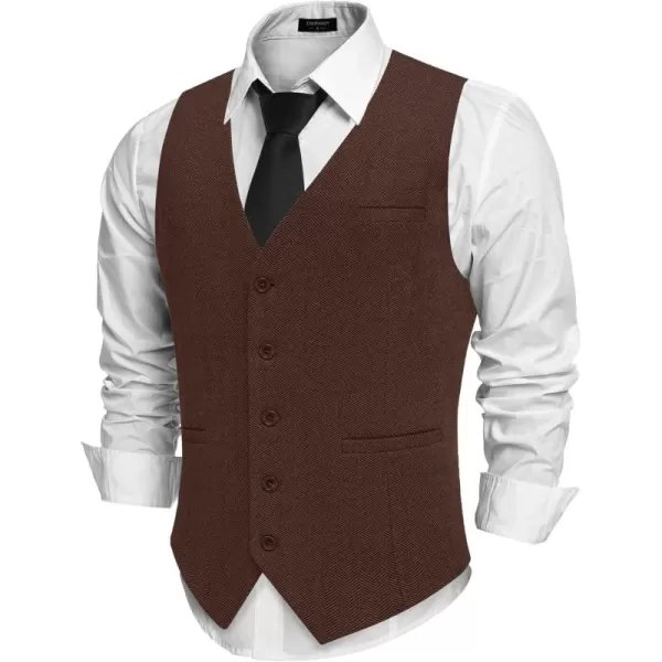 COOFANDY Men's Suit Vests Slim Fit Herringbone Waistcoat Casual Business Dress Vest