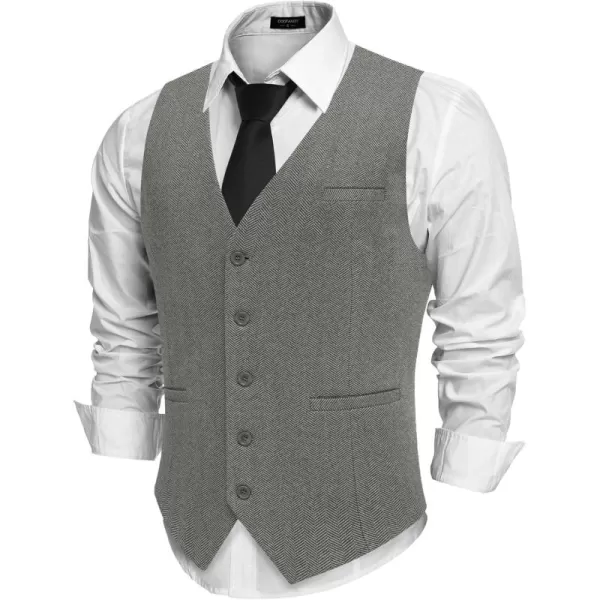 COOFANDY Men's Suit Vests Slim Fit Herringbone Waistcoat Casual Business Dress Vest