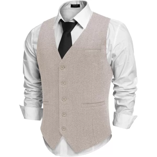 COOFANDY Men's Suit Vests Slim Fit Herringbone Waistcoat Casual Business Dress Vest