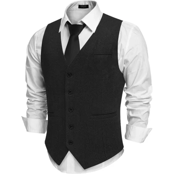 COOFANDY Men's Suit Vests Slim Fit Herringbone Waistcoat Casual Business Dress Vest