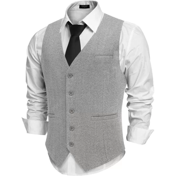 COOFANDY Men's Suit Vests Slim Fit Herringbone Waistcoat Casual Business Dress Vest