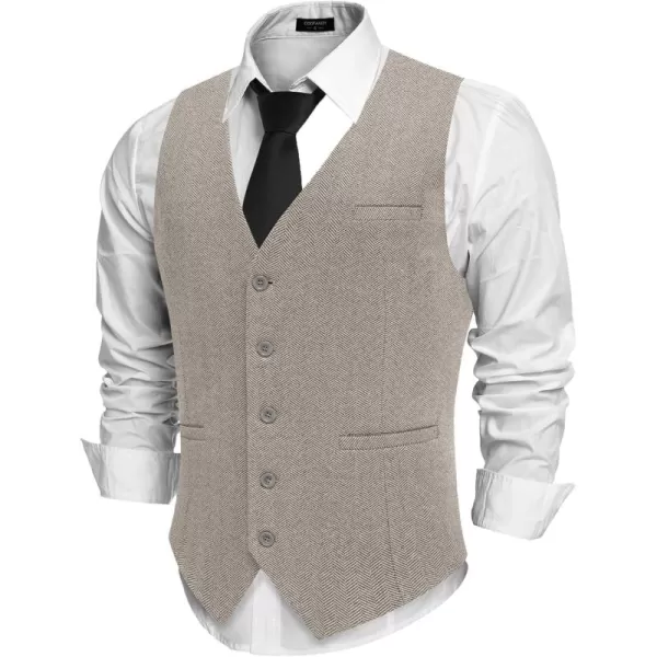 COOFANDY Men's Suit Vests Slim Fit Herringbone Waistcoat Casual Business Dress Vest