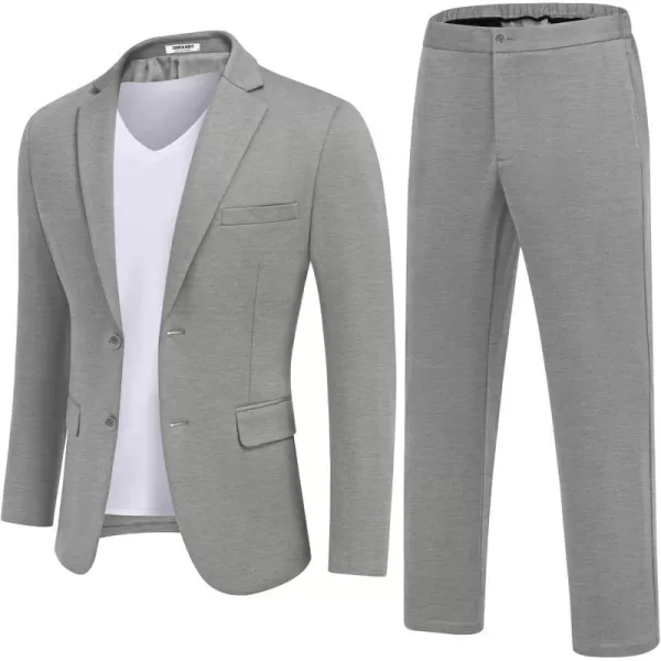 COOFANDY Men's Suits 2 Piece Slim Fit Suit Set 2 Button Lightweight Casual Knit Blazer Suit Jacket Pants