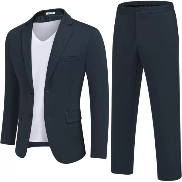 COOFANDY Men's Suits 2 Piece Slim Fit Suit Set 2 Button Lightweight Casual Knit Blazer Suit Jacket Pants