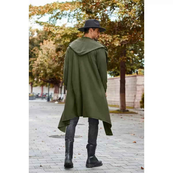 COOFANDY Long Hooded Cardigan Men Lightweight Cloak Costume Open Front Drape Cape Overcoat with Pockets
