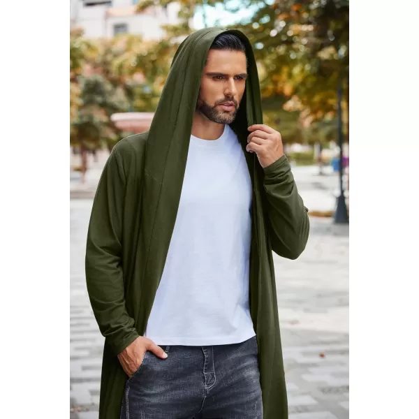 COOFANDY Long Hooded Cardigan Men Lightweight Cloak Costume Open Front Drape Cape Overcoat with Pockets