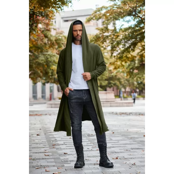 COOFANDY Long Hooded Cardigan Men Lightweight Cloak Costume Open Front Drape Cape Overcoat with Pockets