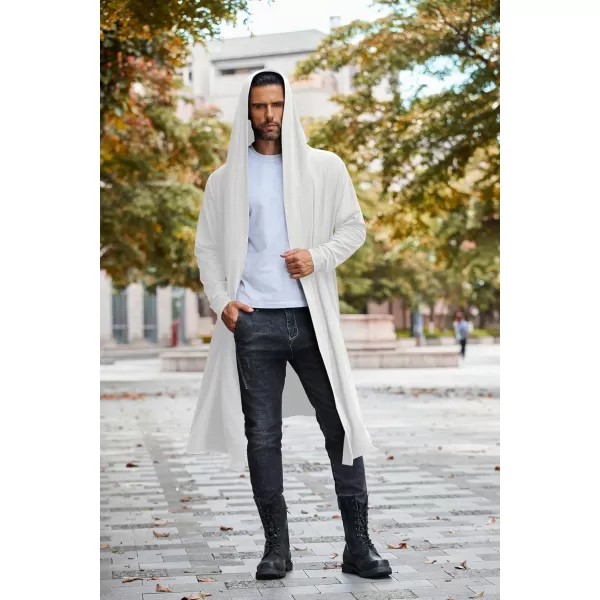 COOFANDY Long Hooded Cardigan Men Lightweight Cloak Costume Open Front Drape Cape Overcoat with Pockets