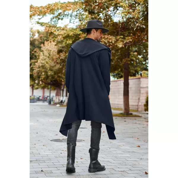 COOFANDY Long Hooded Cardigan Men Lightweight Cloak Costume Open Front Drape Cape Overcoat with Pockets