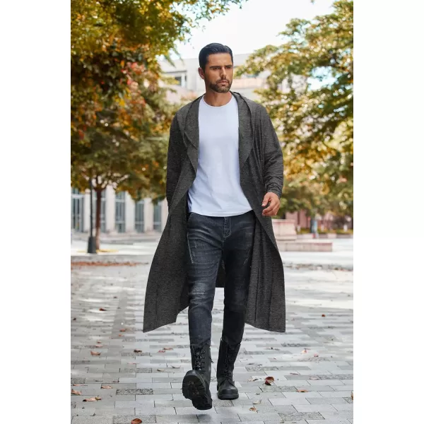 COOFANDY Long Hooded Cardigan Men Lightweight Cloak Costume Open Front Drape Cape Overcoat with Pockets