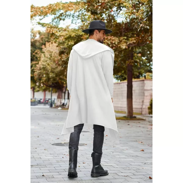 COOFANDY Long Hooded Cardigan Men Lightweight Cloak Costume Open Front Drape Cape Overcoat with Pockets