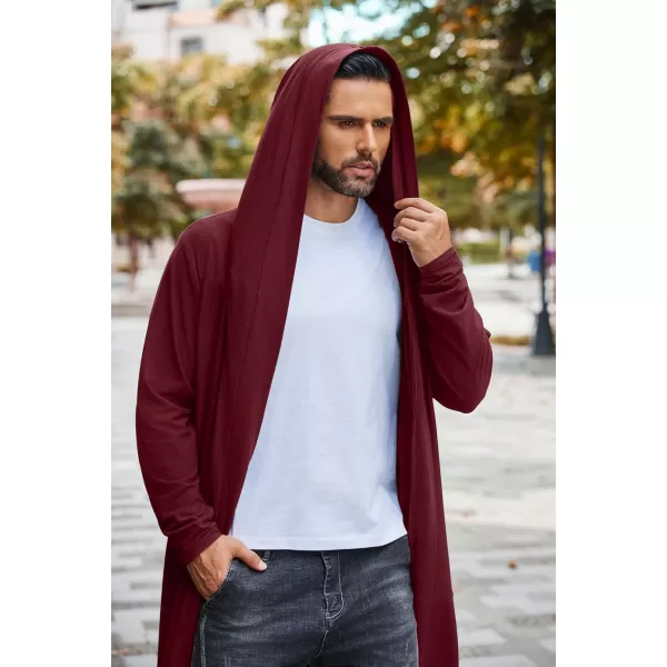 COOFANDY Long Hooded Cardigan Men Lightweight Cloak Costume Open Front Drape Cape Overcoat with Pockets