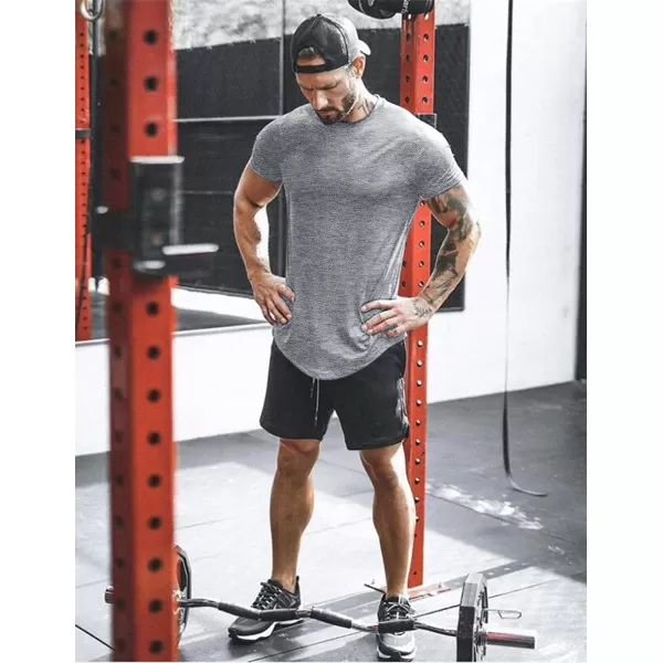 COOFANDY Men Muscle Workout T Shirt Gym Bodybuilding Active Short Sleeve Tee Top Black