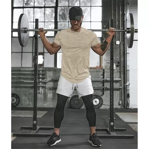 COOFANDY Men Muscle Workout T Shirt Gym Bodybuilding Active Short Sleeve Tee Top Black