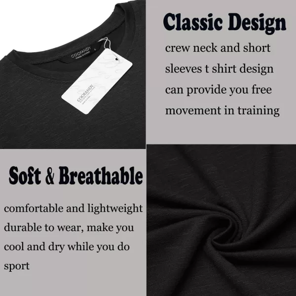 COOFANDY Men Muscle Workout T Shirt Gym Bodybuilding Active Short Sleeve Tee Top Black