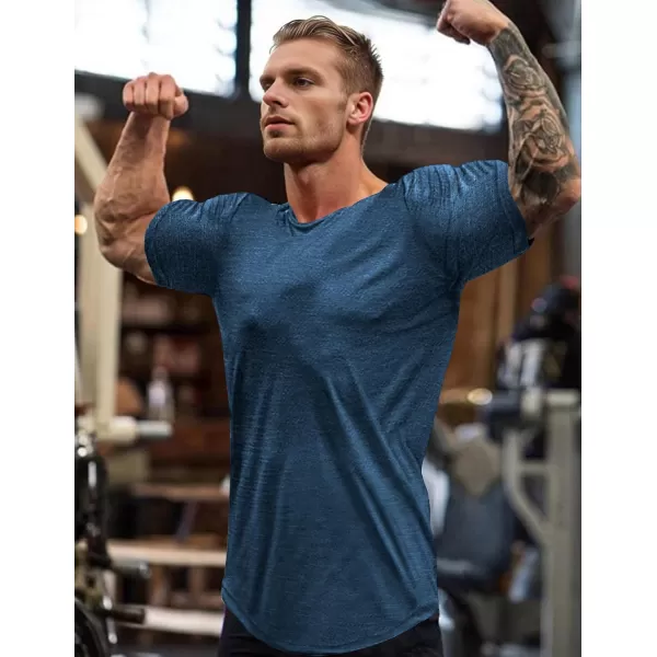 COOFANDY Men Muscle Workout T Shirt Gym Bodybuilding Active Short Sleeve Tee Top Black