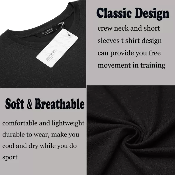 COOFANDY Men Muscle Workout T Shirt Gym Bodybuilding Active Short Sleeve Tee Top Black