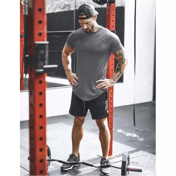 COOFANDY Men Muscle Workout T Shirt Gym Bodybuilding Active Short Sleeve Tee Top Black