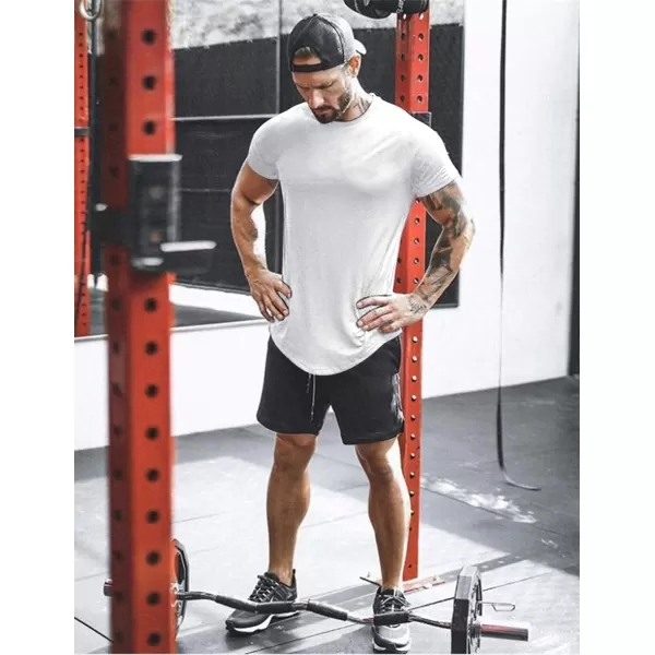 COOFANDY Men Muscle Workout T Shirt Gym Bodybuilding Active Short Sleeve Tee Top Black