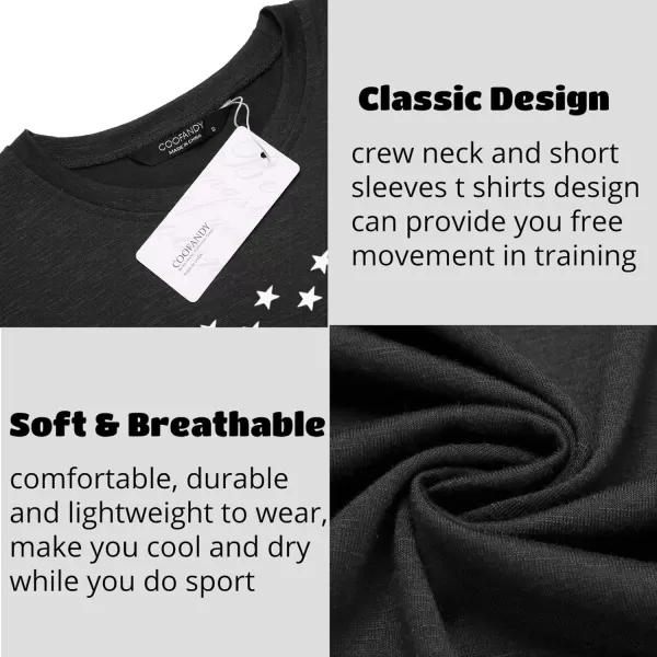 COOFANDY Men Muscle Workout T Shirt Gym Bodybuilding Active Short Sleeve Tee Top Black