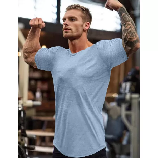 COOFANDY Men Muscle Workout T Shirt Gym Bodybuilding Active Short Sleeve Tee Top Black