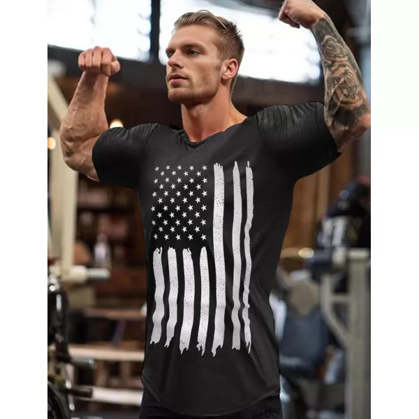 COOFANDY Men Muscle Workout T Shirt Gym Bodybuilding Active Short Sleeve Tee Top Black