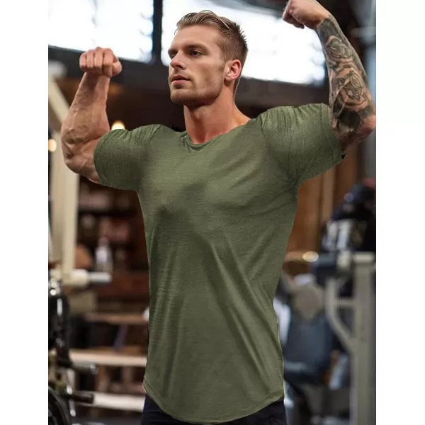 COOFANDY Men Muscle Workout T Shirt Gym Bodybuilding Active Short Sleeve Tee Top Black