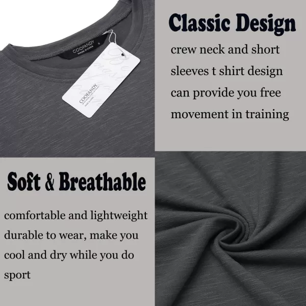 COOFANDY Men Muscle Workout T Shirt Gym Bodybuilding Active Short Sleeve Tee Top Black