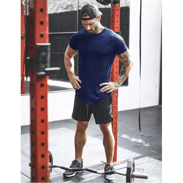 COOFANDY Men Muscle Workout T Shirt Gym Bodybuilding Active Short Sleeve Tee Top Black