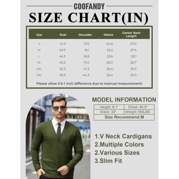 COOFANDY Mens Cardigan Sweaters Long Sleeve V Neck Cardigans Lightweight Knitted Button Down Sweaters with Pockets
