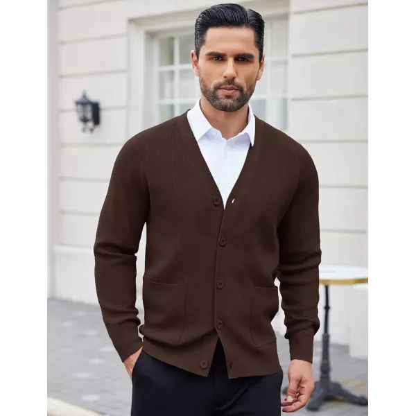 COOFANDY Men's Cardigan Sweaters with Button Lightweight Casual V Neck Long Sleeve Pockets Knitted Sweater