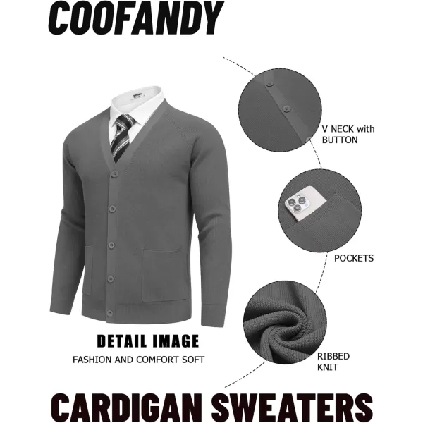 COOFANDY Men's Cardigan Sweaters with Button Lightweight Casual V Neck Long Sleeve Pockets Knitted Sweater