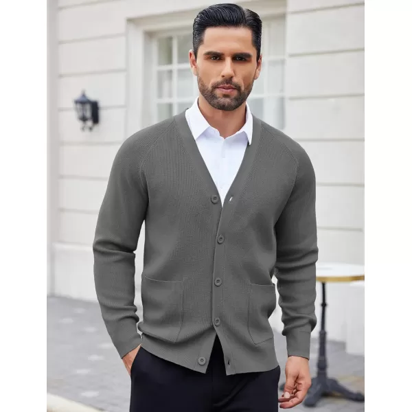 COOFANDY Men's Cardigan Sweaters with Button Lightweight Casual V Neck Long Sleeve Pockets Knitted Sweater