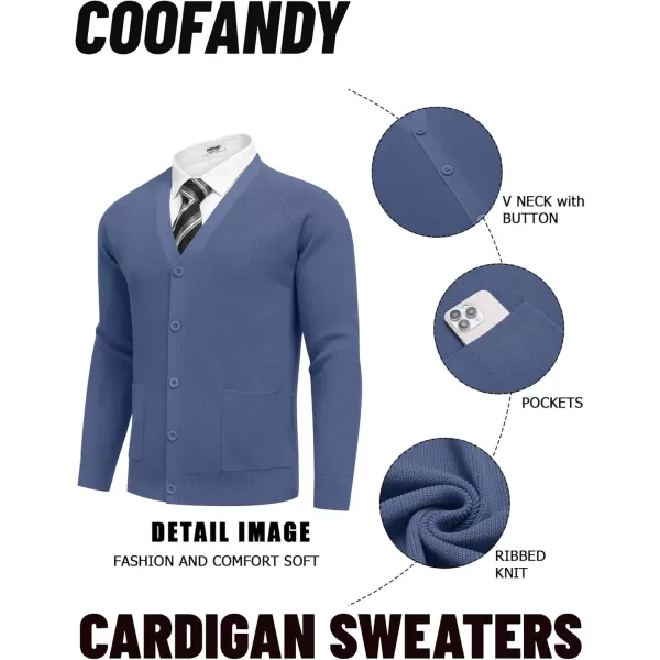 COOFANDY Men's Cardigan Sweaters with Button Lightweight Casual V Neck Long Sleeve Pockets Knitted Sweater