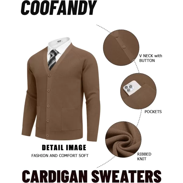 COOFANDY Men's Cardigan Sweaters with Button Lightweight Casual V Neck Long Sleeve Pockets Knitted Sweater