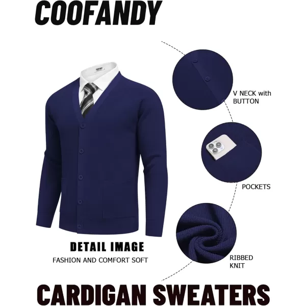 COOFANDY Men's Cardigan Sweaters with Button Lightweight Casual V Neck Long Sleeve Pockets Knitted Sweater