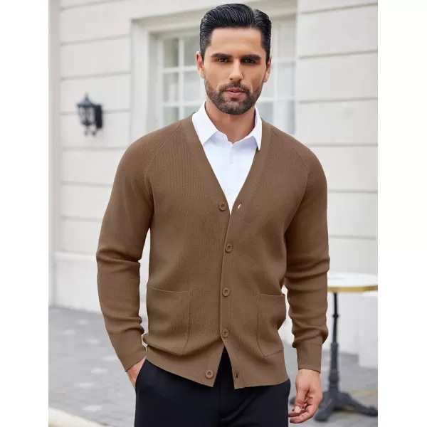 COOFANDY Men's Cardigan Sweaters with Button Lightweight Casual V Neck Long Sleeve Pockets Knitted Sweater