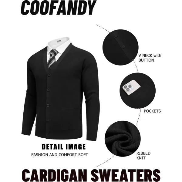 COOFANDY Men's Cardigan Sweaters with Button Lightweight Casual V Neck Long Sleeve Pockets Knitted Sweater