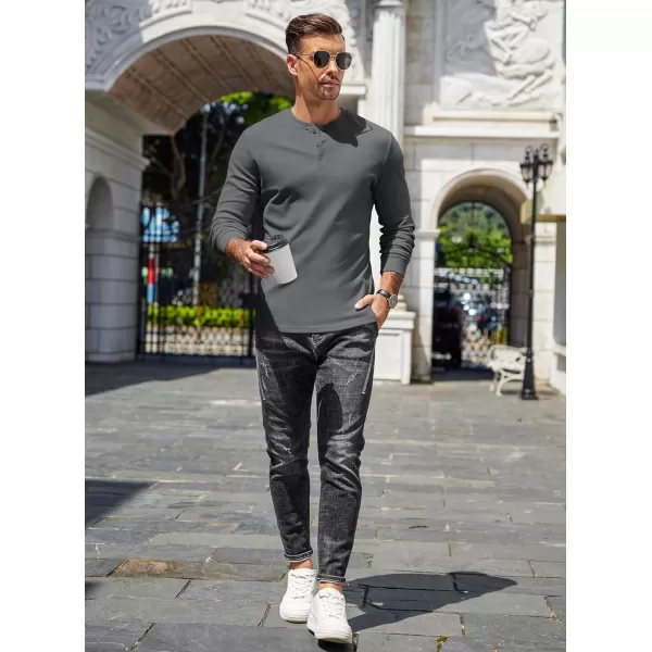 COOFANDY Men's Henley Shirts Long Sleeve Basic Pullover Shirt Lightweight Button T-Shirts