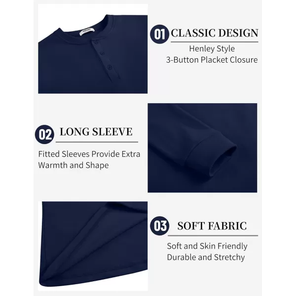 COOFANDY Men's Henley Shirts Long Sleeve Basic Pullover Shirt Lightweight Button T-Shirts
