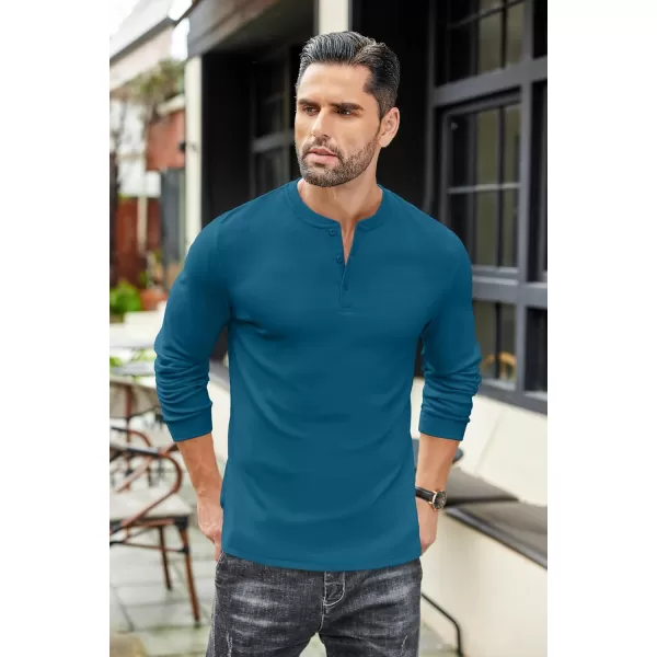 COOFANDY Men's Henley Shirts Long Sleeve Basic Pullover Shirt Lightweight Button T-Shirts