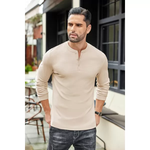 COOFANDY Men's Henley Shirts Long Sleeve Basic Pullover Shirt Lightweight Button T-Shirts
