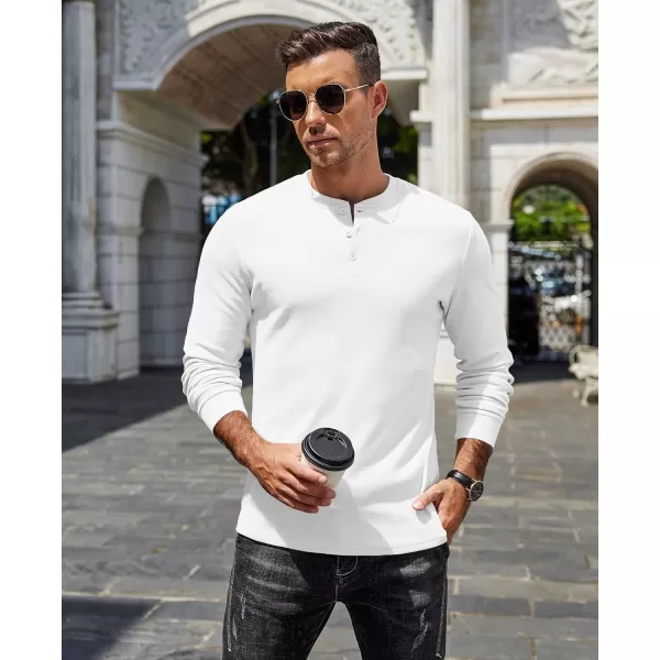COOFANDY Men's Henley Shirts Long Sleeve Basic Pullover Shirt Lightweight Button T-Shirts
