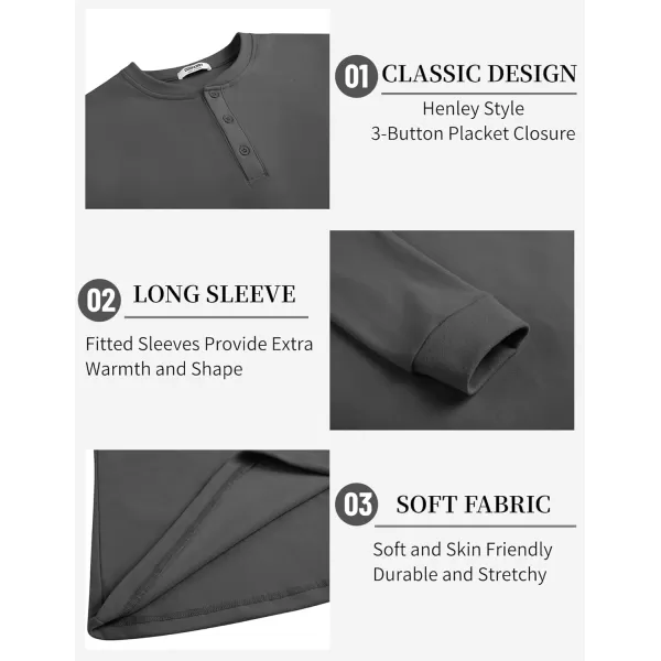 COOFANDY Men's Henley Shirts Long Sleeve Basic Pullover Shirt Lightweight Button T-Shirts
