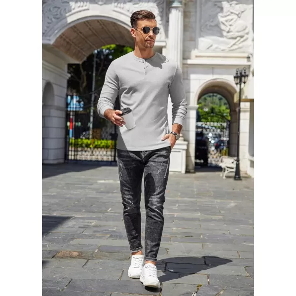 COOFANDY Men's Henley Shirts Long Sleeve Basic Pullover Shirt Lightweight Button T-Shirts