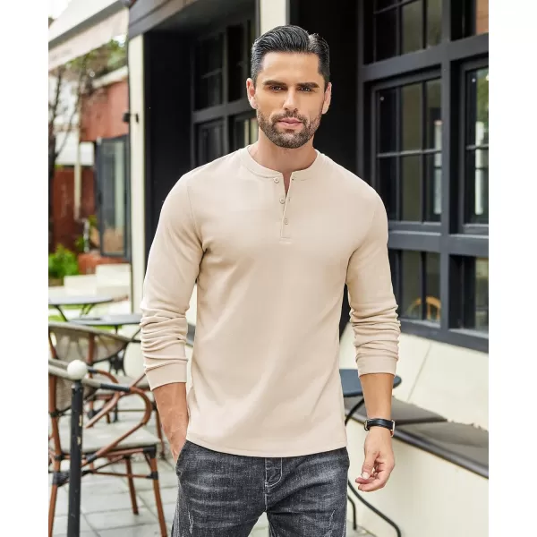 COOFANDY Men's Henley Shirts Long Sleeve Basic Pullover Shirt Lightweight Button T-Shirts